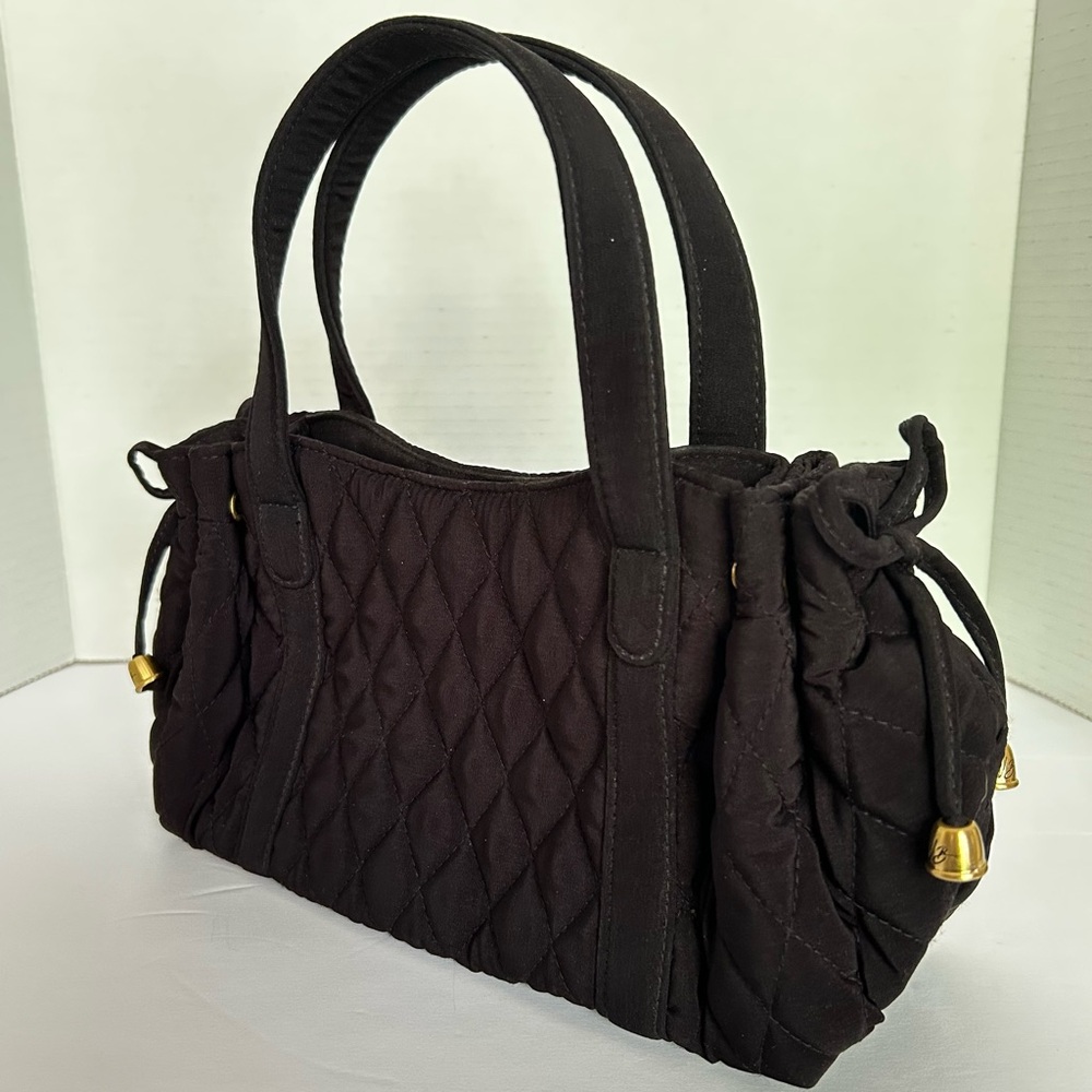 Vera Bradley Margie Small Double Handle Premium Cotton Quilted Satchel Bag Black